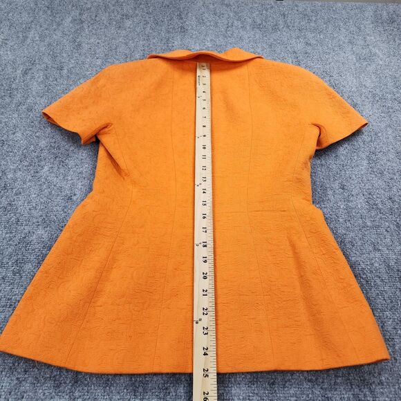 Teri Jon By Rickie Freeman Blazer Womens 4 Orange Floral Short Sleeve Career VTG - Picture 8 of 16